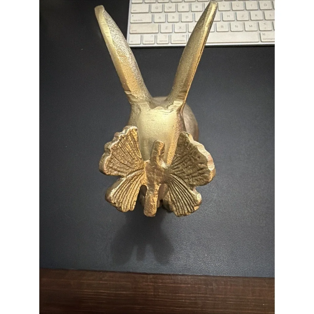 Gold Rabbit With Butterfly Poly resin Brass Look - Picture 6 of 8